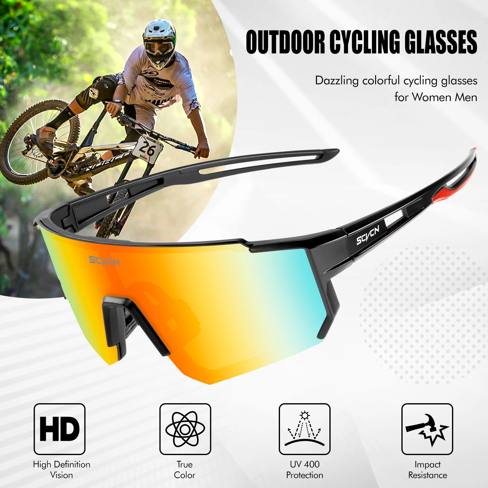 SCVCN new Outdoor Cycling Sunglasses Men MTB Bike Glasses  Sports