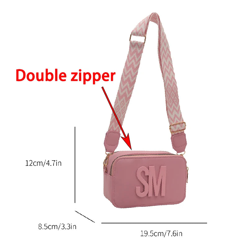 Fashion Letters Shoulder Bags for Women Leopard Print Small Square Bag