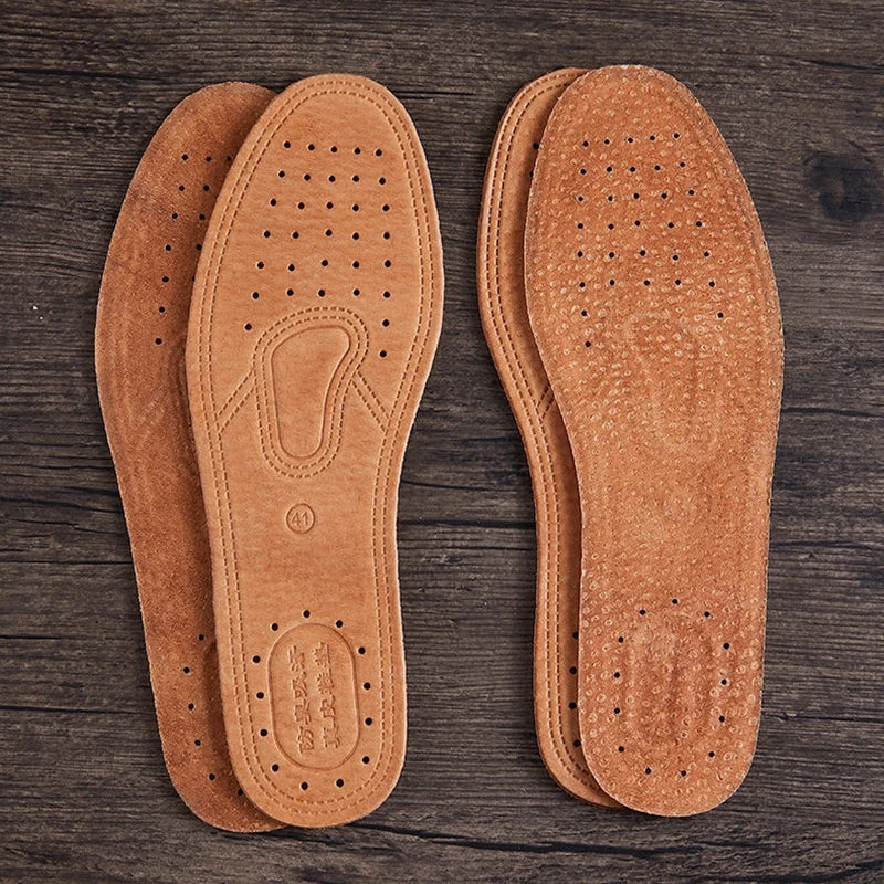 1 Pair Cowhide Insoles For Shoes Men Comfortable Deodorant Casual