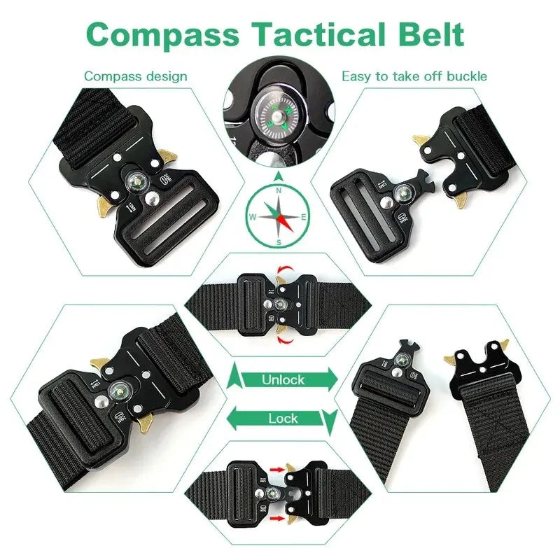 Men's Belt Outdoor Multi Function Compass Belt High Quality Canvas For