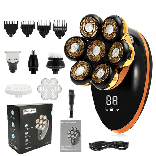 Men 7D Floating Men Electric Shaver Wet Dry Beard Hair Trimmer