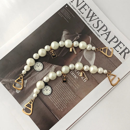 2 Pieces Sparkling Faux Pearl Decoration Chain Suitable For Crocs Bogg