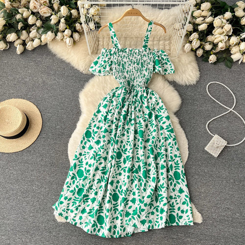 YuooMuoo Romantic Floral Print Long Summer Dress Women Fashion Off