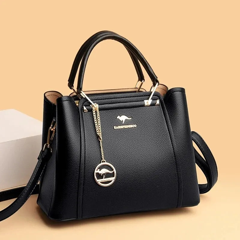 Fashion Women Soft PU Leather Handle Handbag Designer Shoulder