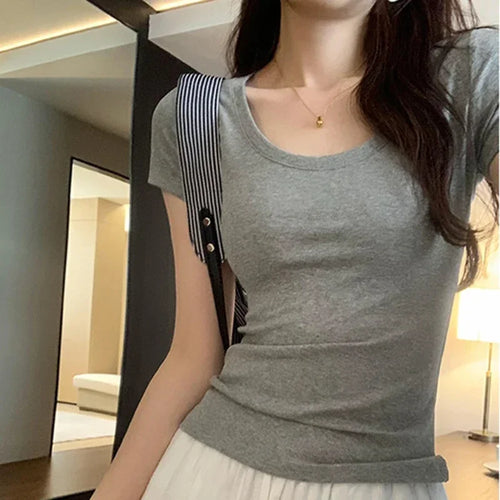 Femme 2025 Summer Casual Cotton T Shirt For Women Short Sleeve Tshirts