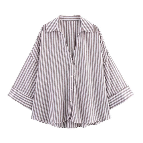 MUJER Women's Shirts Striped Oversize Shirts for Women Wide Sleeve