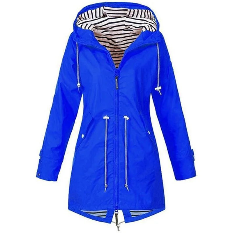 Womens Waterproof Raincoat Casual Basic Outdoors Trench Lightweight