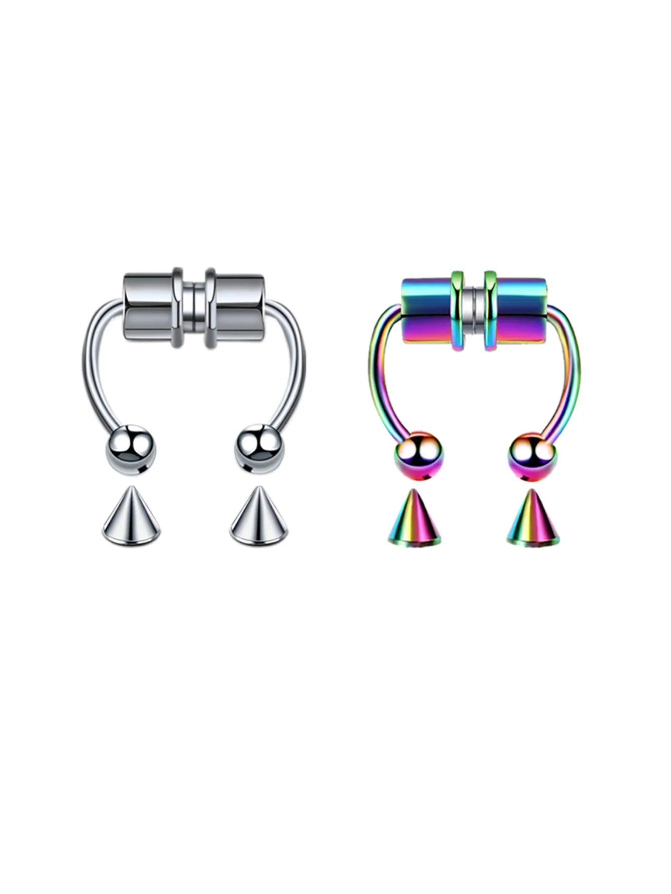 2Pcs or 5Pcs Magnet Nose Ring Stainless Steel Horseshoe Ring Nose Clip