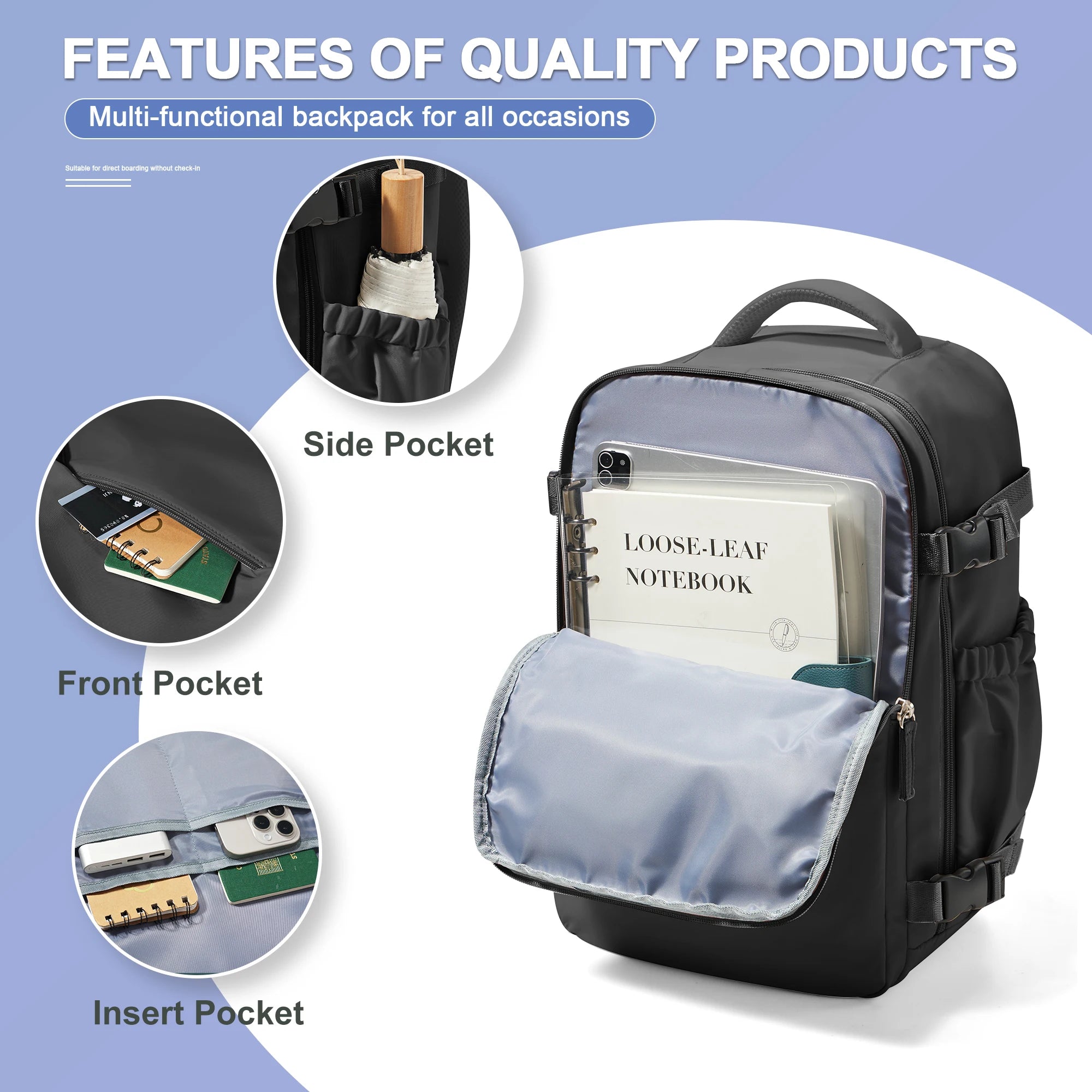 Cabin Backpack Travel 40x20x25 Ryanair Carry on Backpack for Man Women