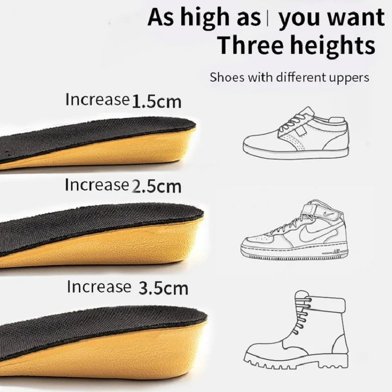 Invisiable Height Increase Insoles for Women Men Heel Lift Yellow