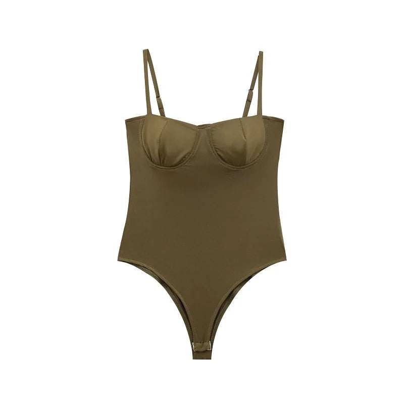 MUJER Sexy Satin Bodysuit Women Backless Bustier Top Women Sexy