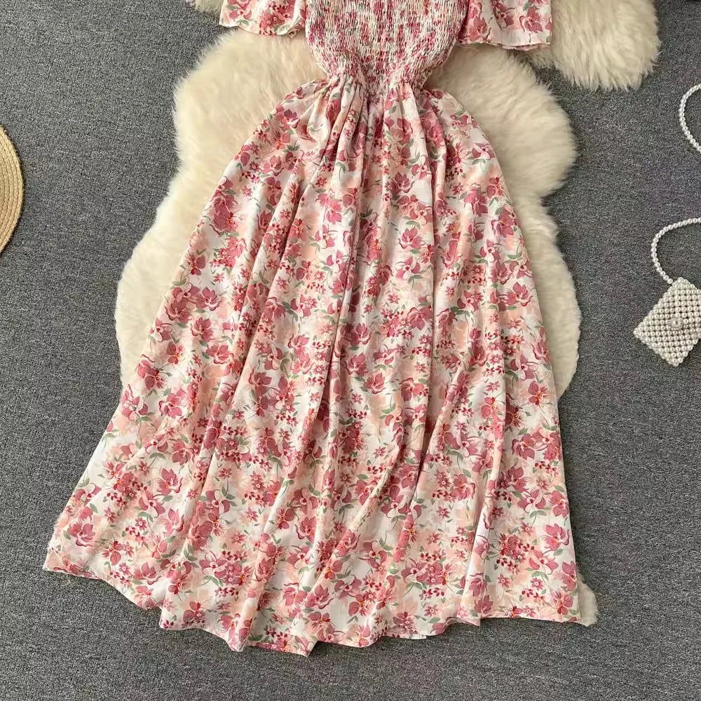 YuooMuoo Romantic Floral Print Long Summer Dress Women Fashion Off