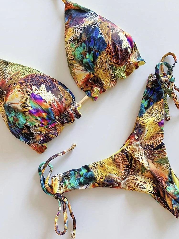 RUOTONGSEPT 2022 Striped Bikini Set Knotted Swimsuit Women Biquinis