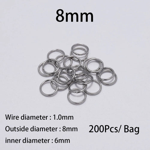 30-200Pcs 3-25mm Stainless Steel Split Ring Open Single Loops Jump