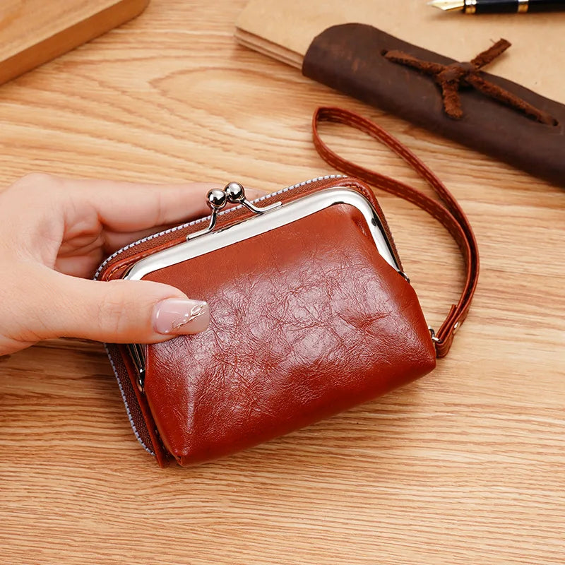 Vintage Women Card Holder Wallet Small Clutch Bag with Lanyard Large