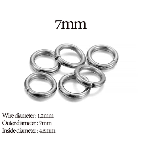 30-200Pcs 3-25mm Stainless Steel Split Ring Open Single Loops Jump