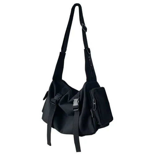 Japanese Harajuku Women Messenger Bag Solid Color Canvas Crossbody
