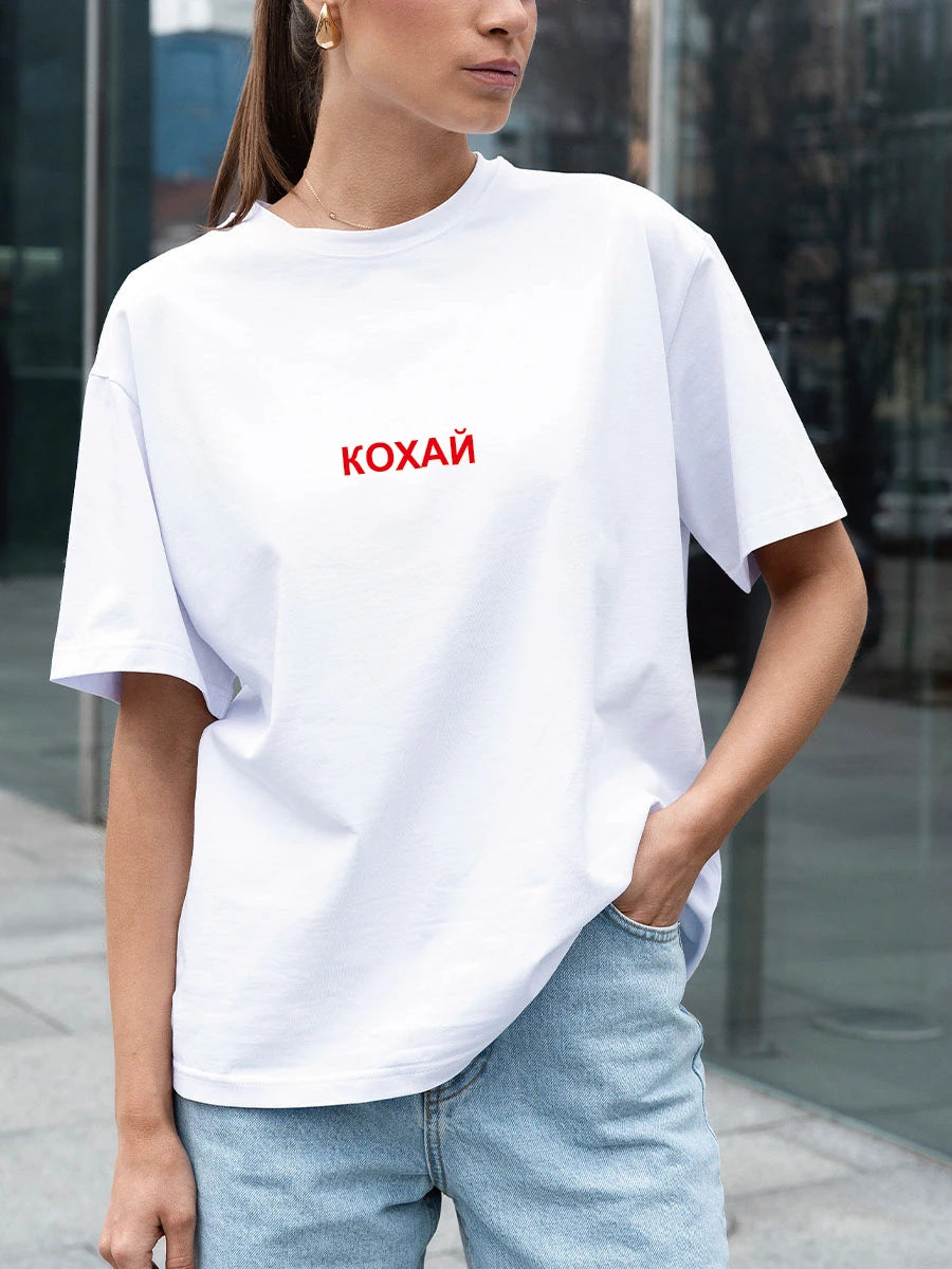 Кохай Women's T-Shirt Cotton Simple Design Summer Fashion Printing Tee