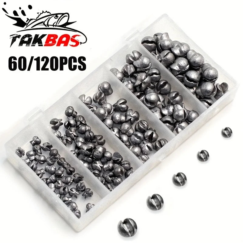 60/120pcs Fishing Weights Kit,Premium Split Shot Sinkers with 5