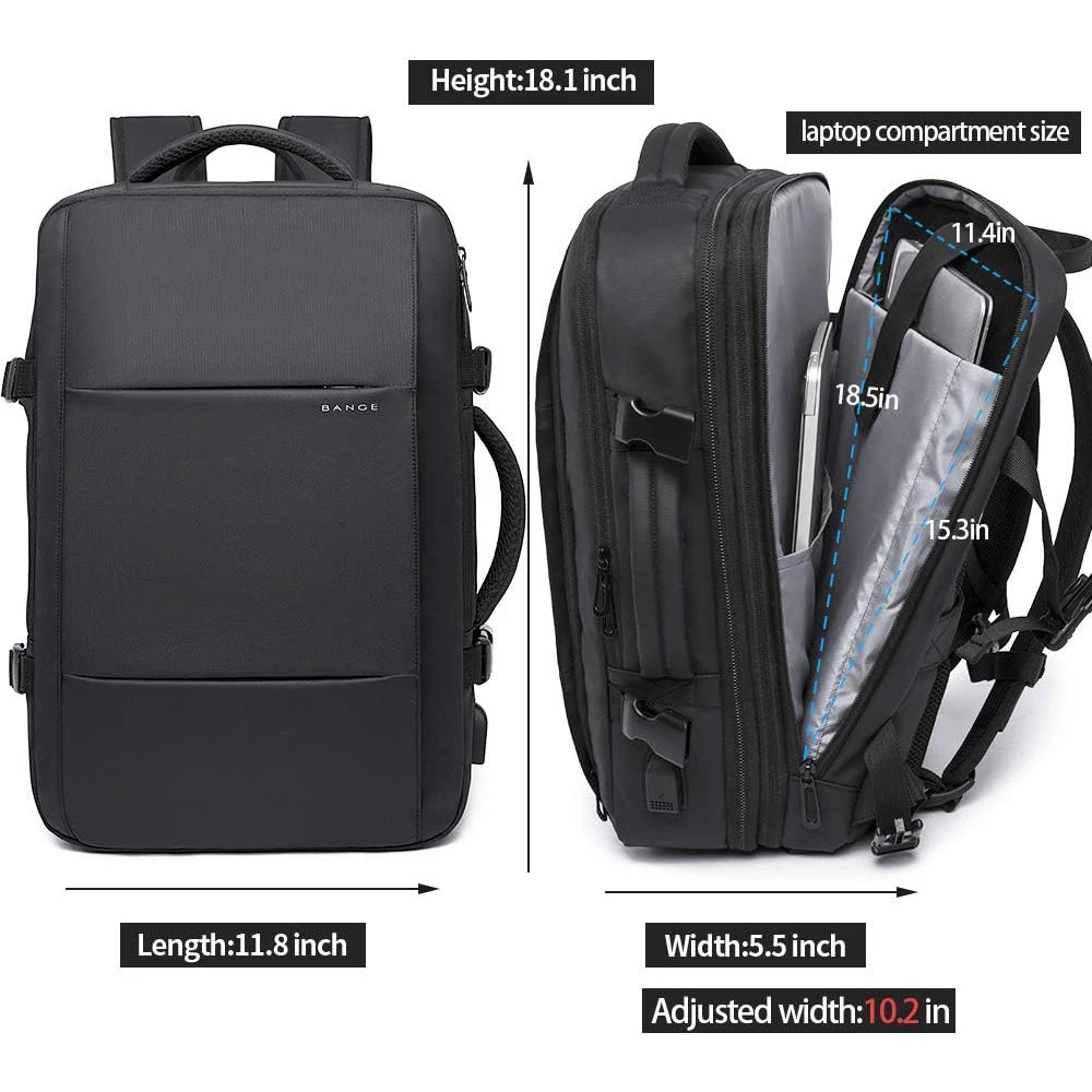 BANGE Men Luxury Designer Outdoor Backpack Expandable Commercial