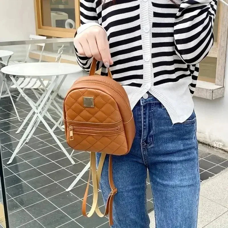 Backpack for women PU leather multifunction crossbody bag ladies phone