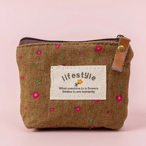 Fashion Flower Pattern Coin Purses Small Fresh Canvas Coin Wallet Lady