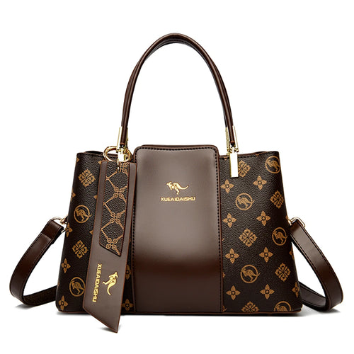 Luxury Handbag Fashion Print Large Capacity Soft Leather Women