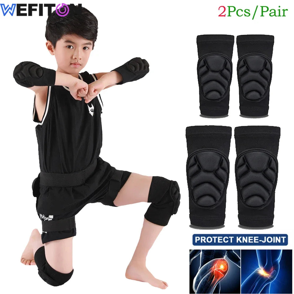 1Pair Kids Child Youth Thick Sponge Knee Pads Elbow Sleeves Guard