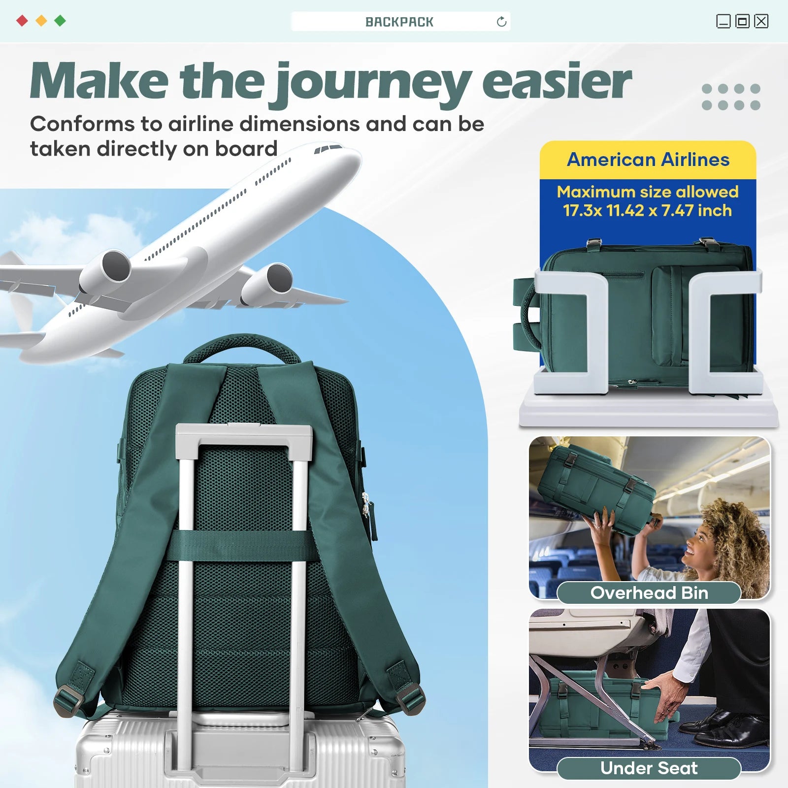 Backpack 40x30x20 Airplane, Ryanair Cabin Hand Luggage Backpack,