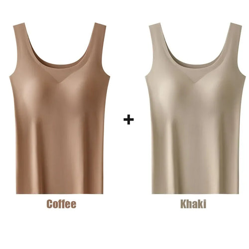 2PCS/Lot Silk Seamless Tank Top with Fixed Chest Pad Women's Camisole