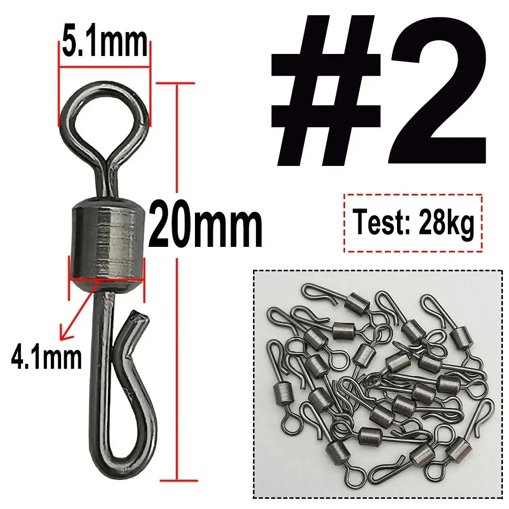 50pcs Bearing Swivel Fishing Connector Q Shaped Quick Change Swivels