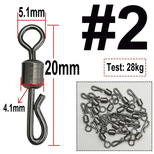 50pcs Bearing Swivel Fishing Connector Q Shaped Quick Change Swivels