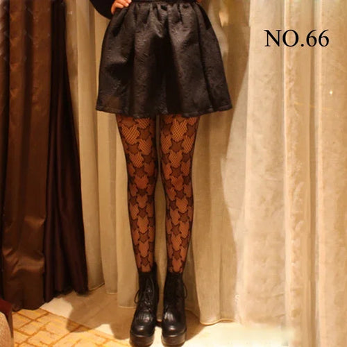 Woman Girls Gothic Cartoon Fishnet Stockings Snake Kuromies Skull