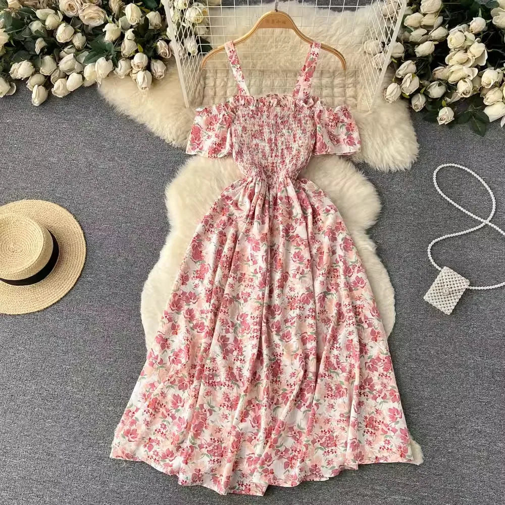 YuooMuoo Romantic Floral Print Long Summer Dress Women Fashion Off