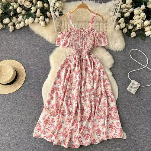 YuooMuoo Romantic Floral Print Long Summer Dress Women Fashion Off