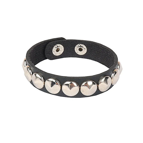 2024 Pu Leather Studded Bracelet Choker Punk Spike Rivets Cuff Black