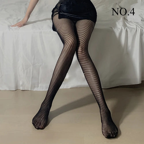 Woman Girls Gothic Cartoon Fishnet Stockings Snake Kuromies Skull