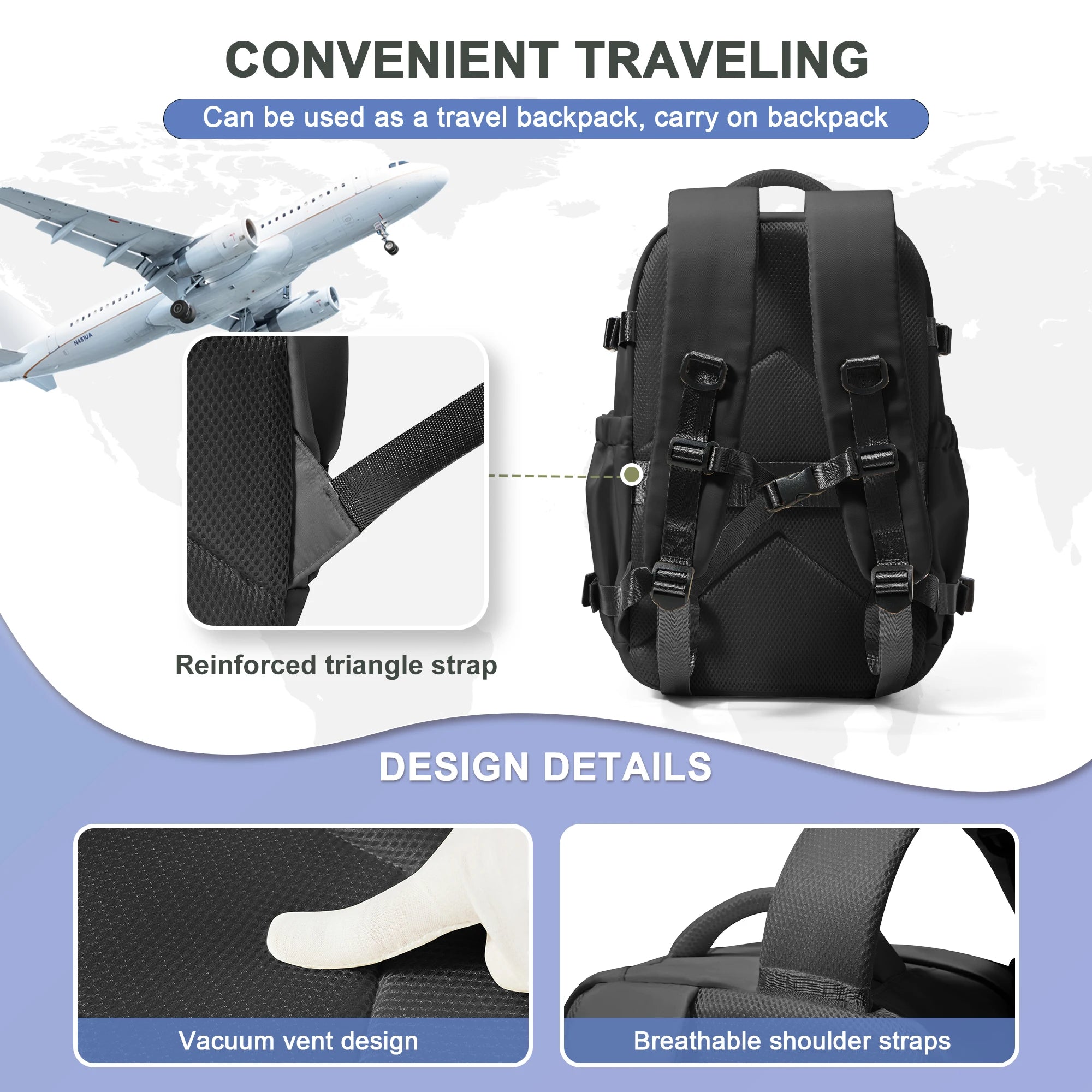 Cabin Backpack Travel 40x20x25 Ryanair Carry on Backpack for Man Women
