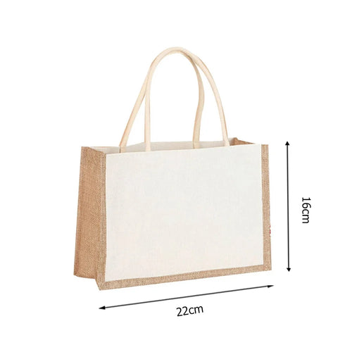 Burlap Jute Tote Shopping Bag Vintage Reusable Grocery Wedding