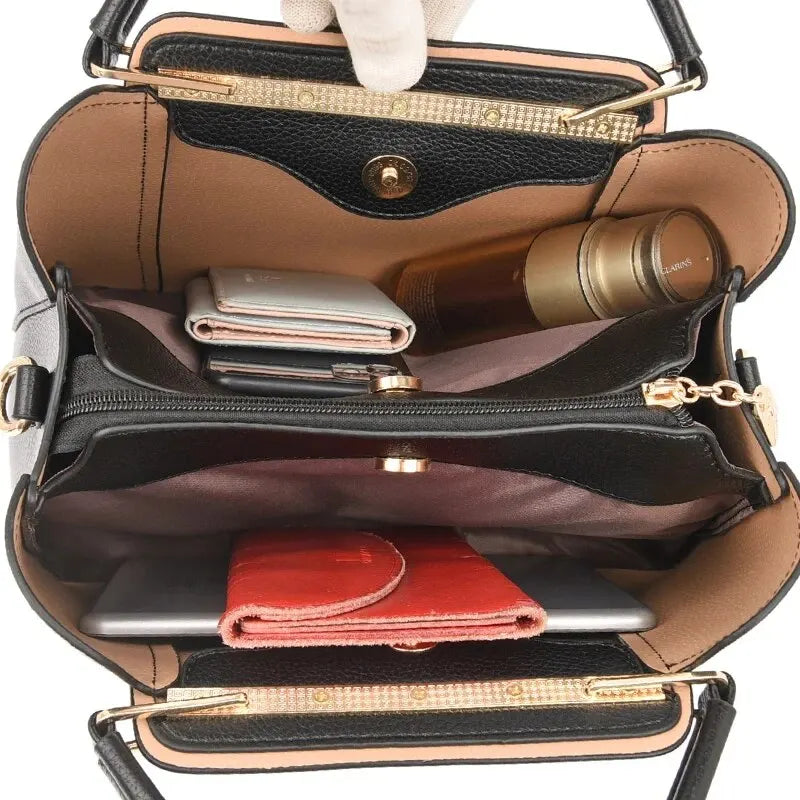 Fashion Women Soft PU Leather Handle Handbag Designer Shoulder