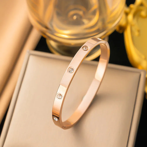 Fashion Round Cubic Zirconia Bracelets For Women Men Gold Silver Color