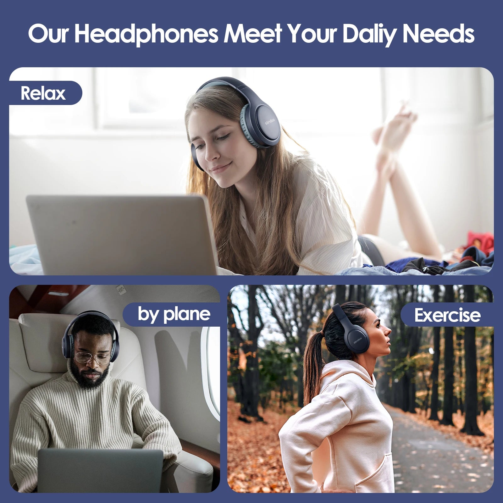 Siindoo Wireless Bluetooth Headphones 3 Colors Foldable Stereo