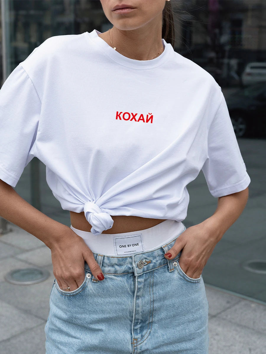 Кохай Women's T-Shirt Cotton Simple Design Summer Fashion Printing Tee