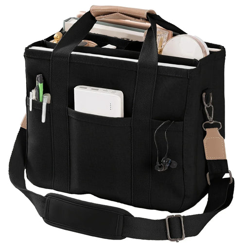 Ladies Canvas Handbag Multi Pocket Large Capacity Tote Bag Adjustable