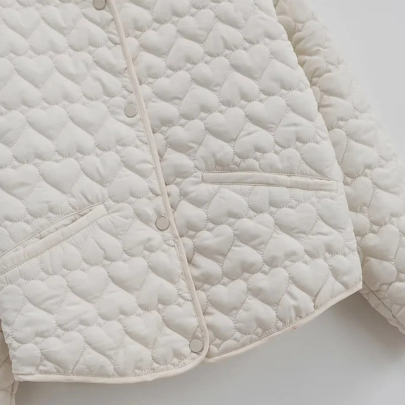 TRAF Winter Coats Woman Parkas Heart Quilted Jacket Women Autumn Long