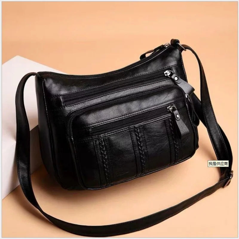 Women's bag Pu multilayered soft leather ladies fashion simple