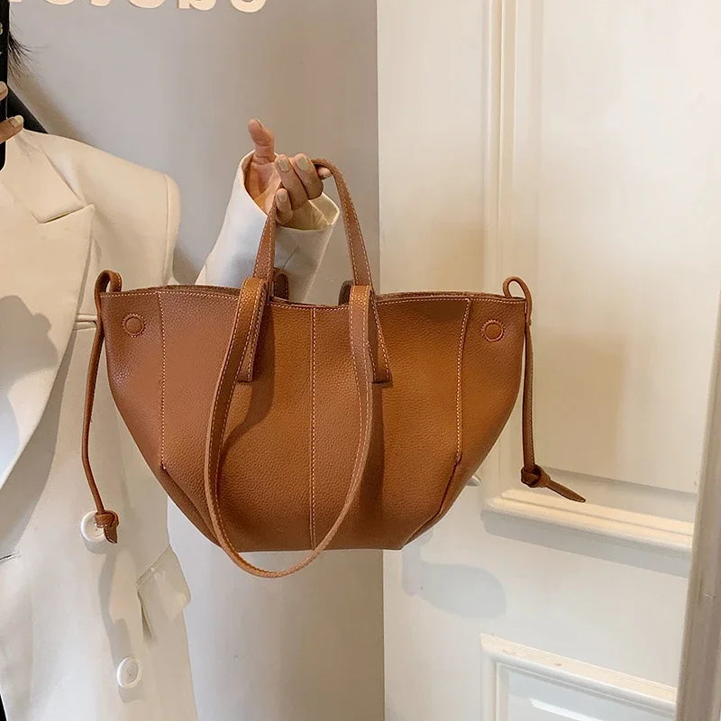 Vintage Shoulder Bags for Women PU Leather Tote Underarm Bags Leisure