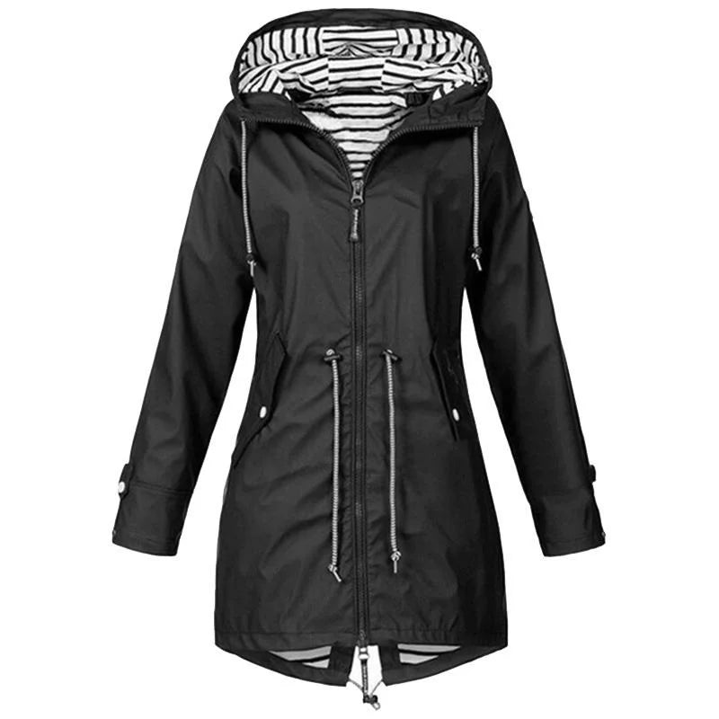 Womens Waterproof Raincoat Casual Basic Outdoors Trench Lightweight