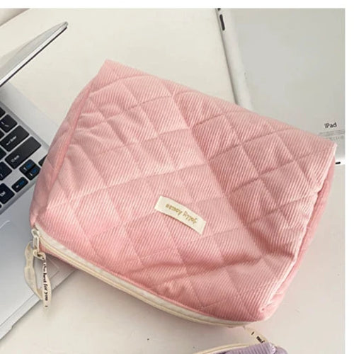 Quilted Cotton Ladies Travel Storage Bag Retro Cherry Women's Cosmetic