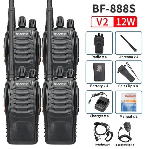 2/4PCS Baofeng BF-888S 12W Walkie Talkie Dual Band Portable Long Range